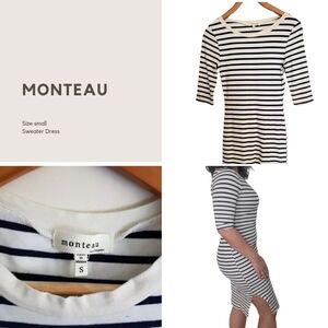 Monteau Size S striped bodycon midi dress